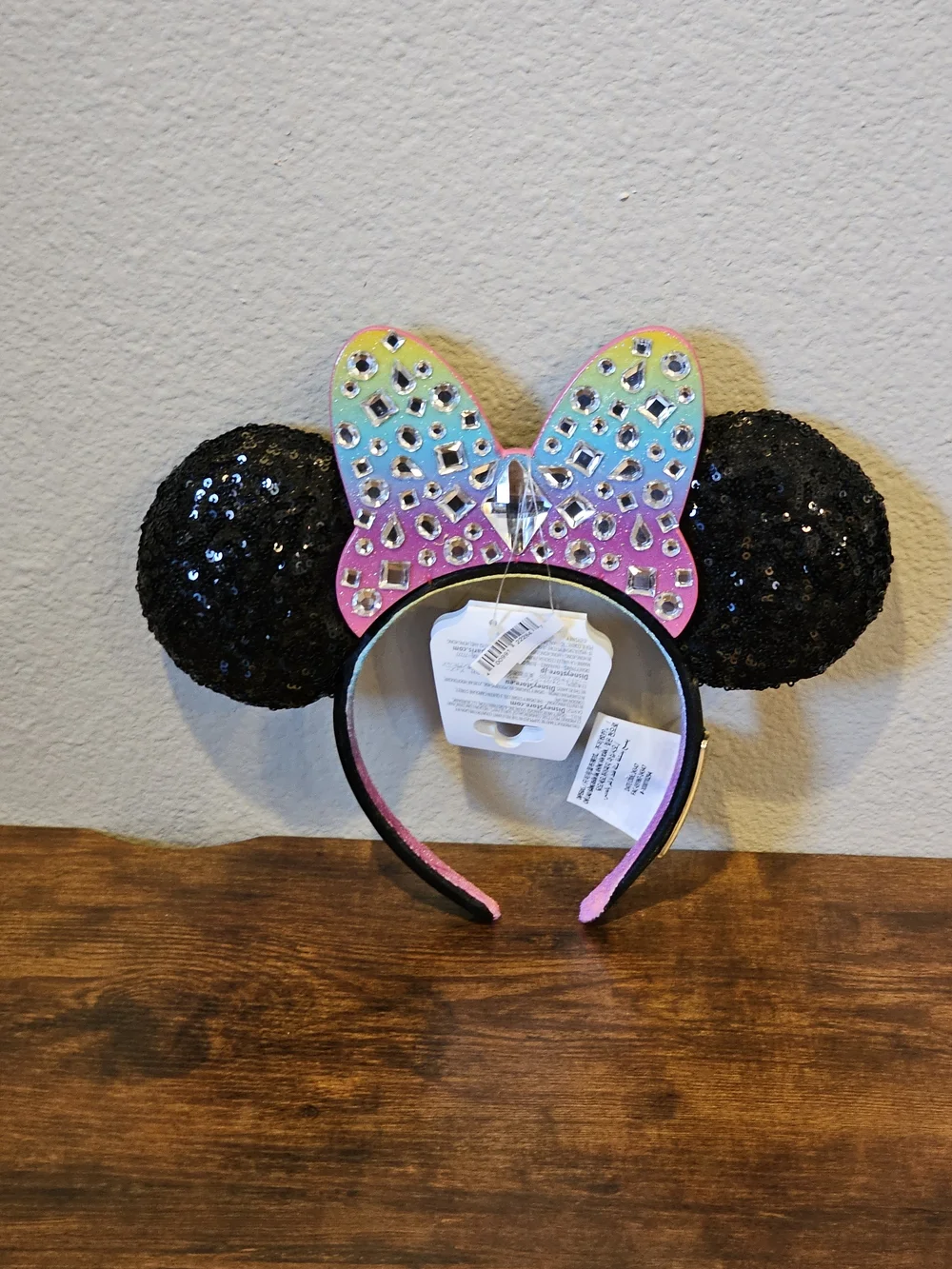 NWT Sequin Minnie Ear Headband with Iridescent Bow